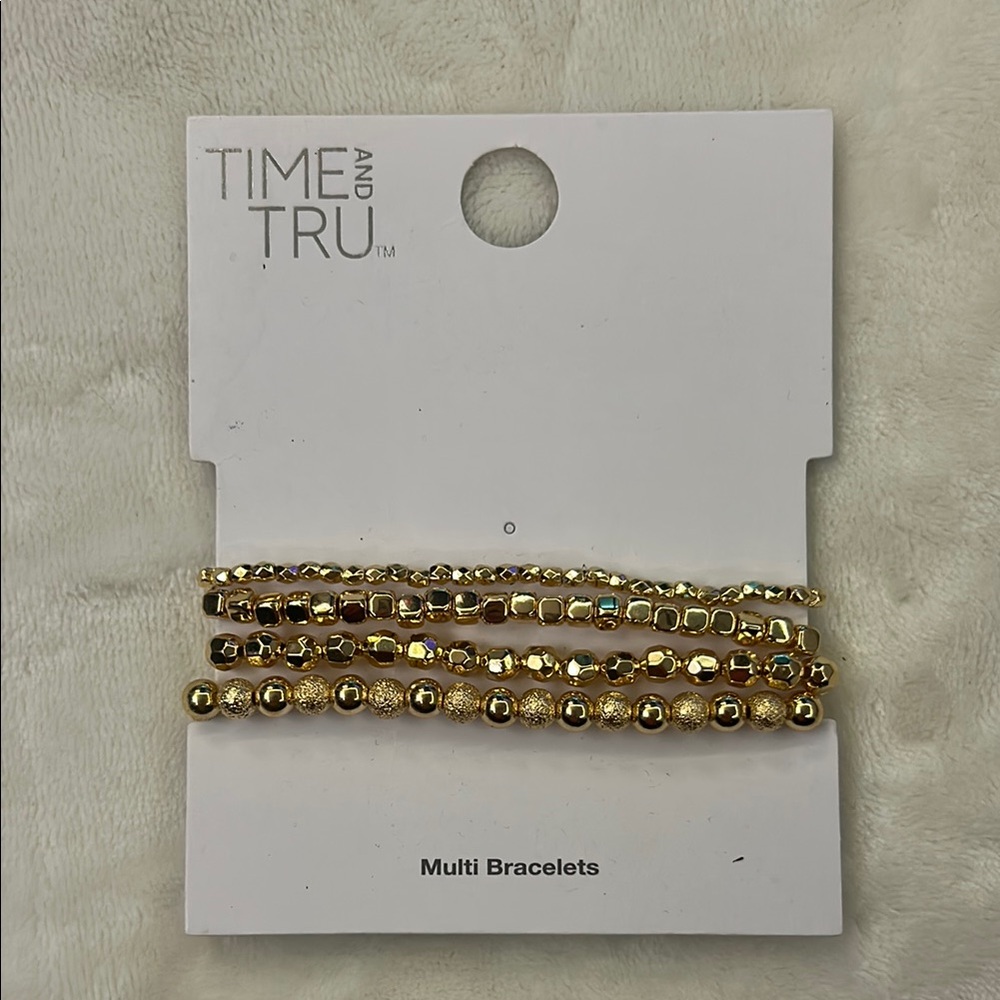 Time and Tru Gold Layered Beaded Bracelets